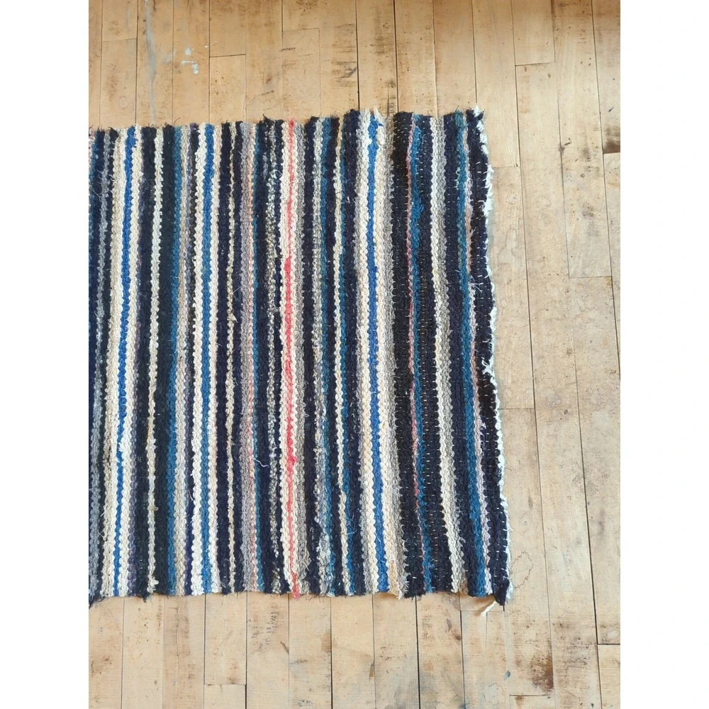 Antique Imported Swedish Hand‎ Made Rag Rug Runner (27.5